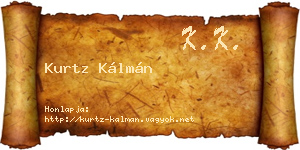 Kurtz Kálmán névjegykártya